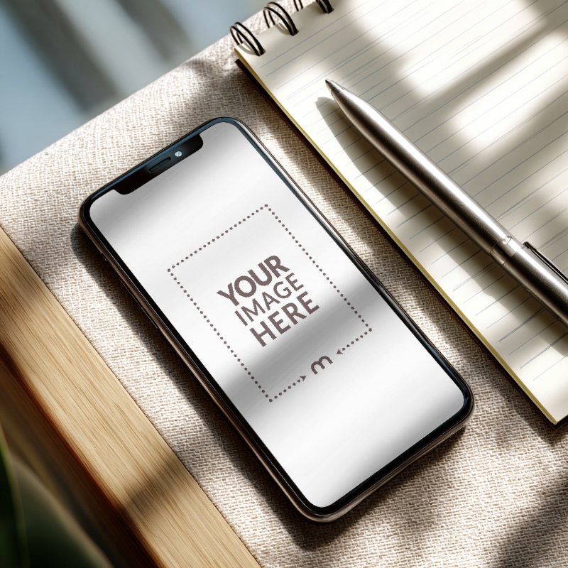 Flatlay Phone Mockup for Creative App Branding Showcase preview image