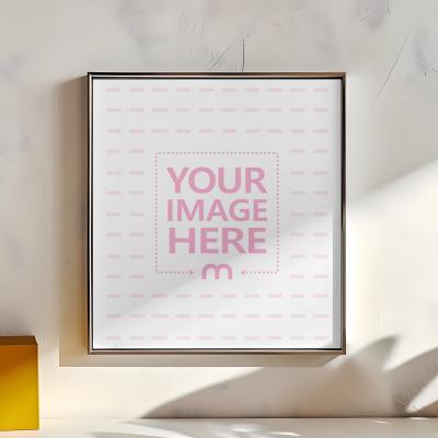 Large Square Art Frame Mockup Hanging From Wall