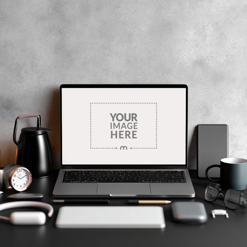 Professional Laptop Mockup for Workplace Productivity Showcase preview image