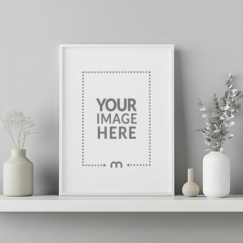 White Painting Frame Mockup for Abstract Interior Designs preview image