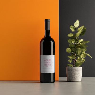 Wine Bottle Mockup with Black and Orange Setting for Bold Brand Identity